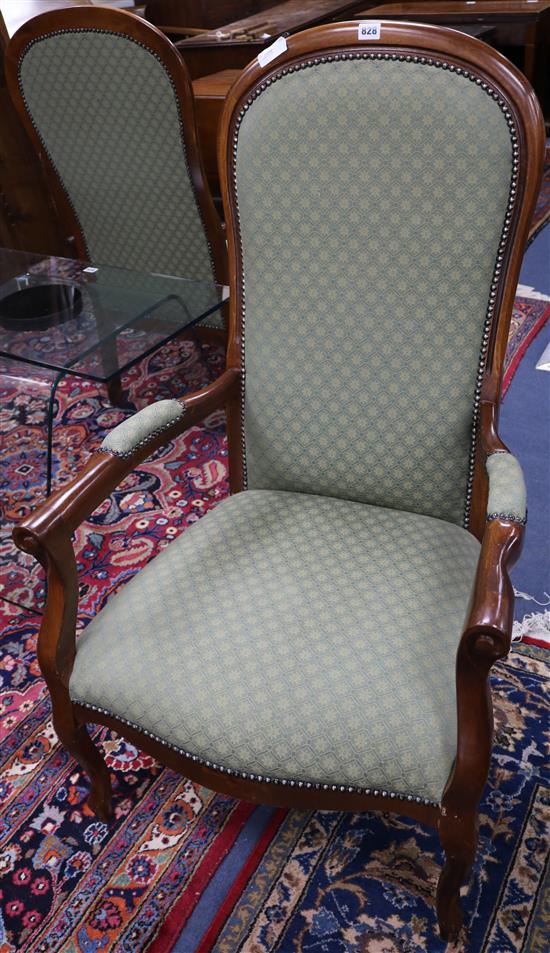A pair of modern French style showwood armchairs